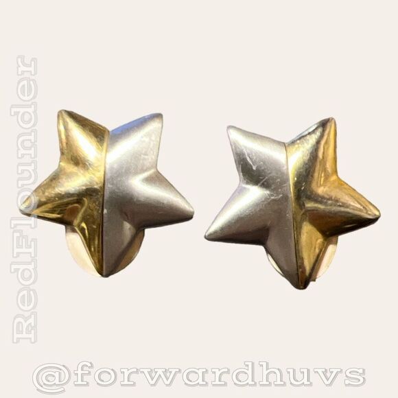 Bundle Sale 3 for $15 | Two-Tone Star Shaped Clip-On Earrings - Picture 1 of 9